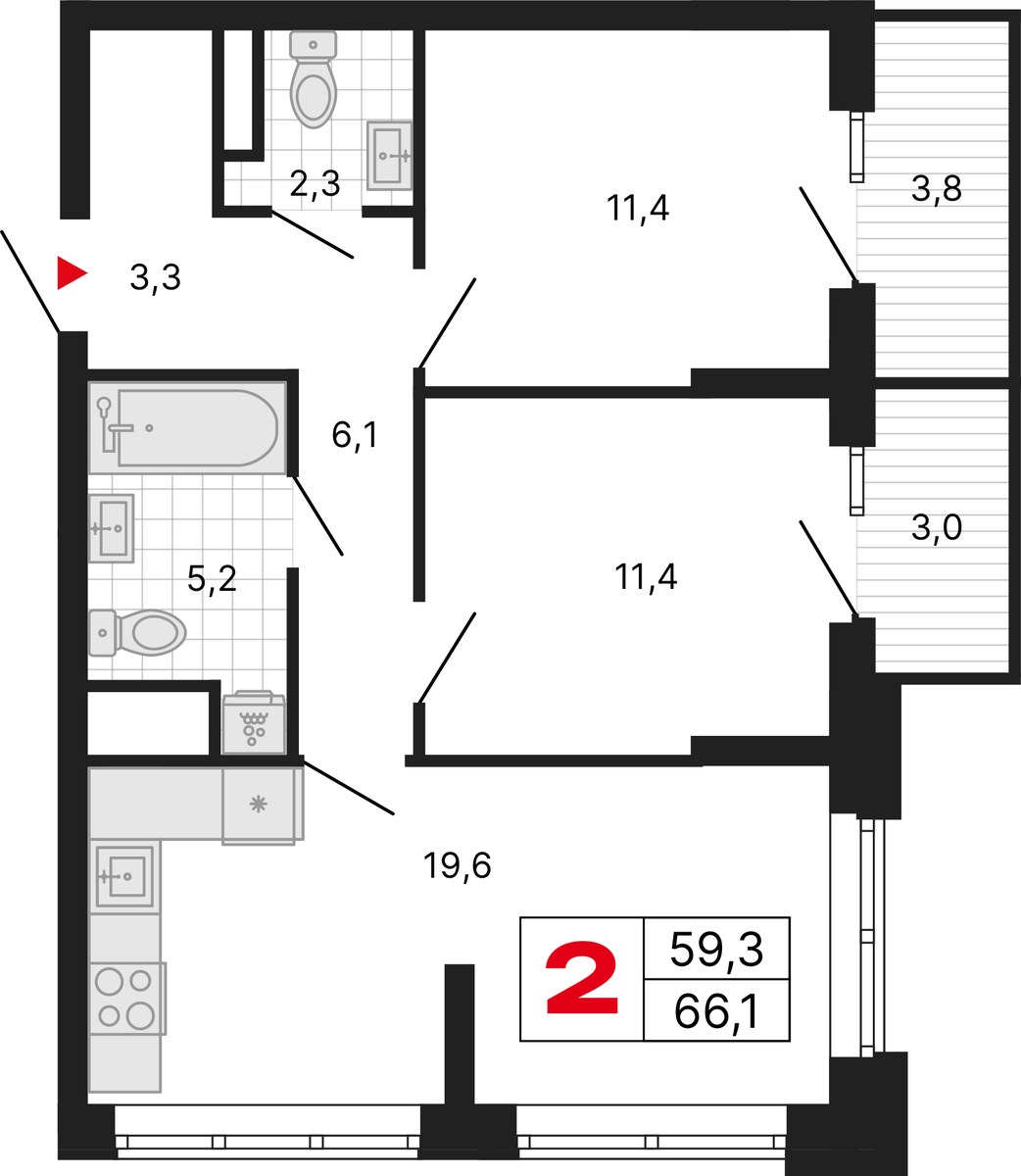 Планировка 66.1 м²