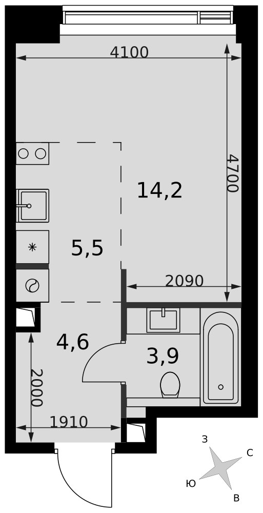 Планировка 28.2 м²
