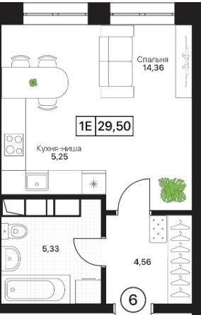 Планировка 29.5 м²