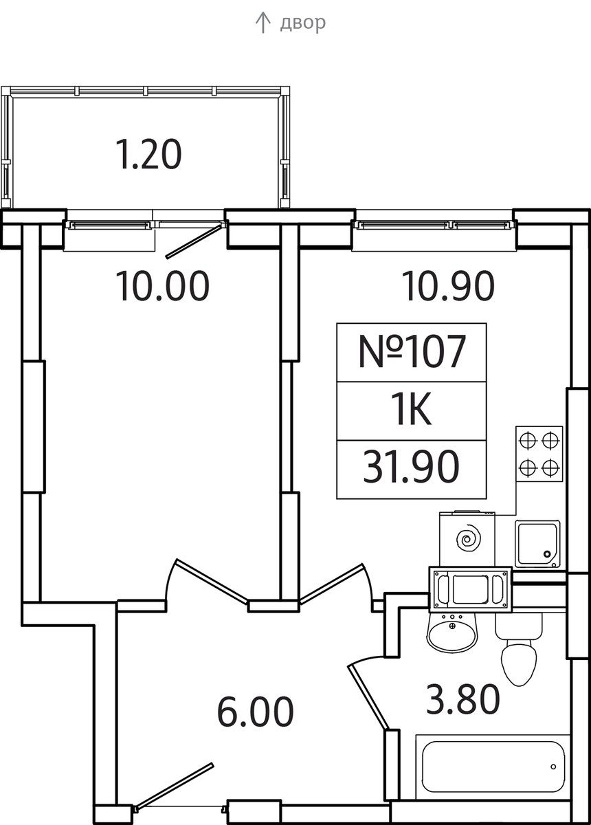 Планировка 31.9 м²