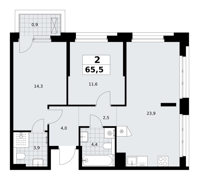 Планировка 65.5 м²