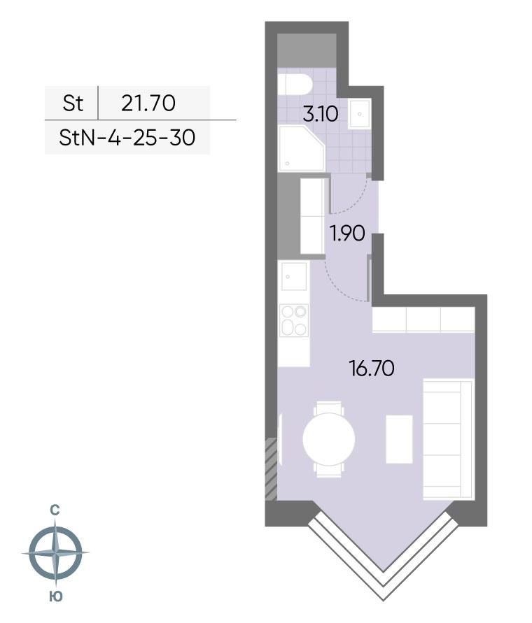 Планировка 21.7 м²