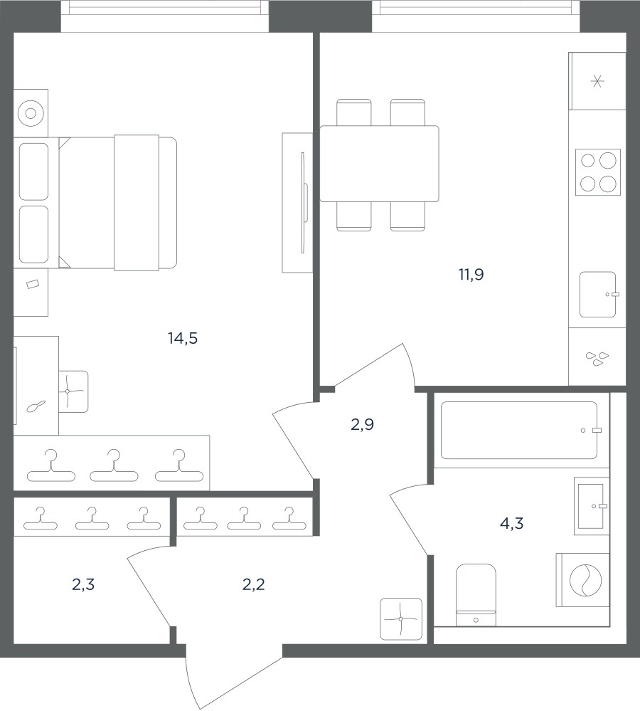 Планировка 38.1 м²