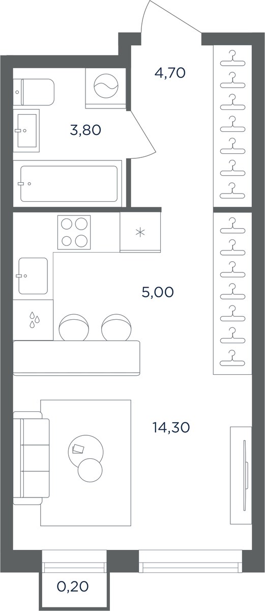 Планировка 27.9 м²