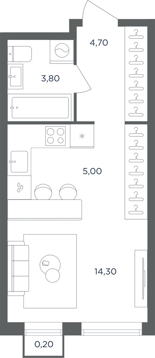 Планировка 27.8 м²