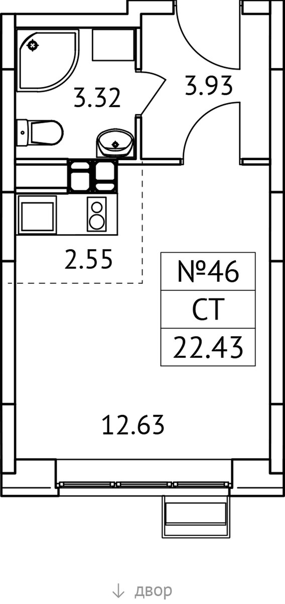 Планировка 22.43 м²