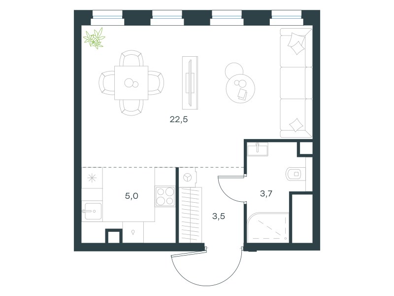 Планировка 34.7 м²