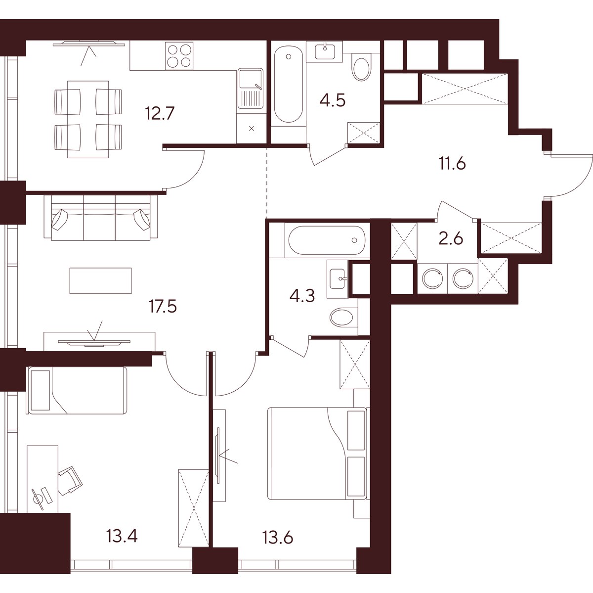 Планировка 80.2 м²