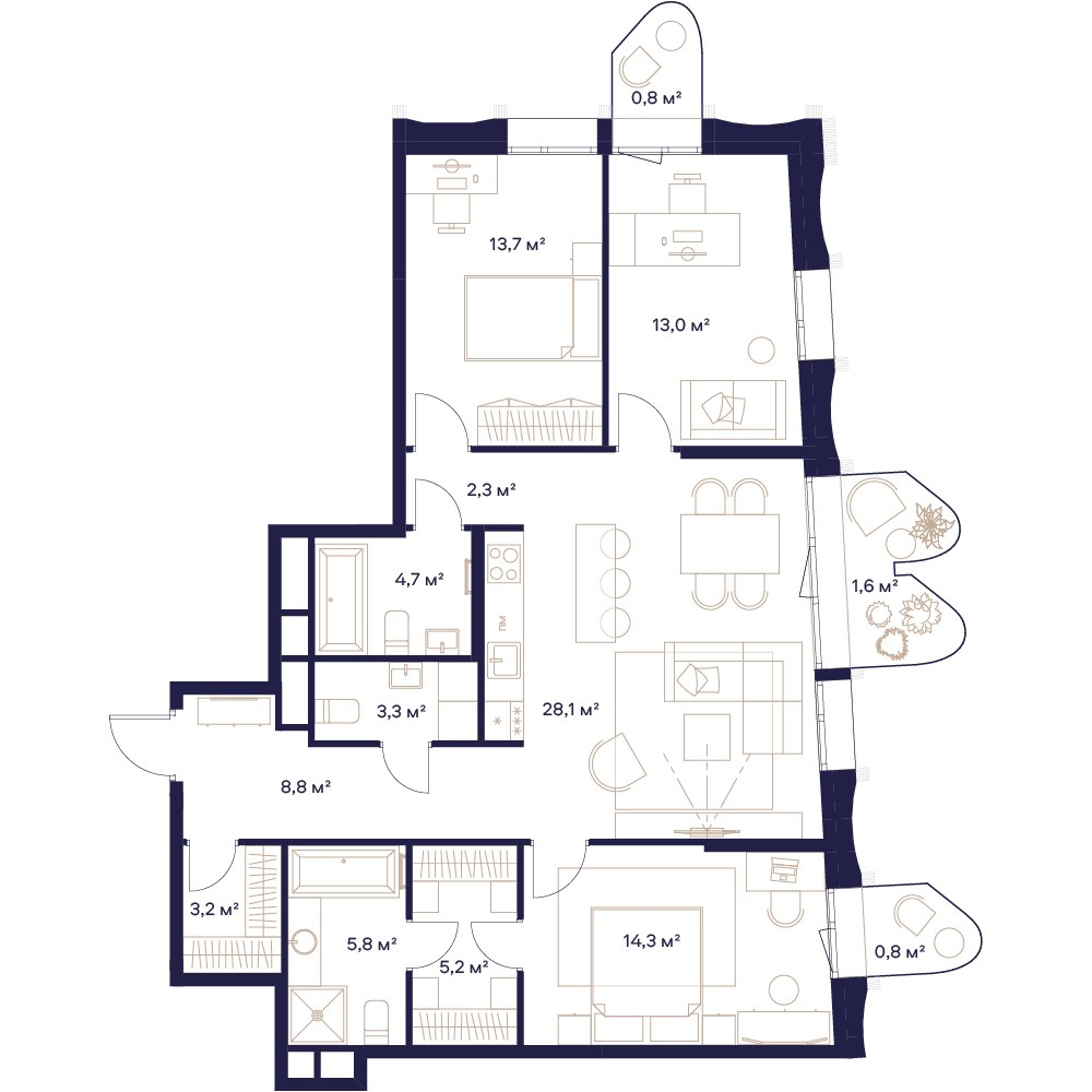 Планировка 105.2 м²