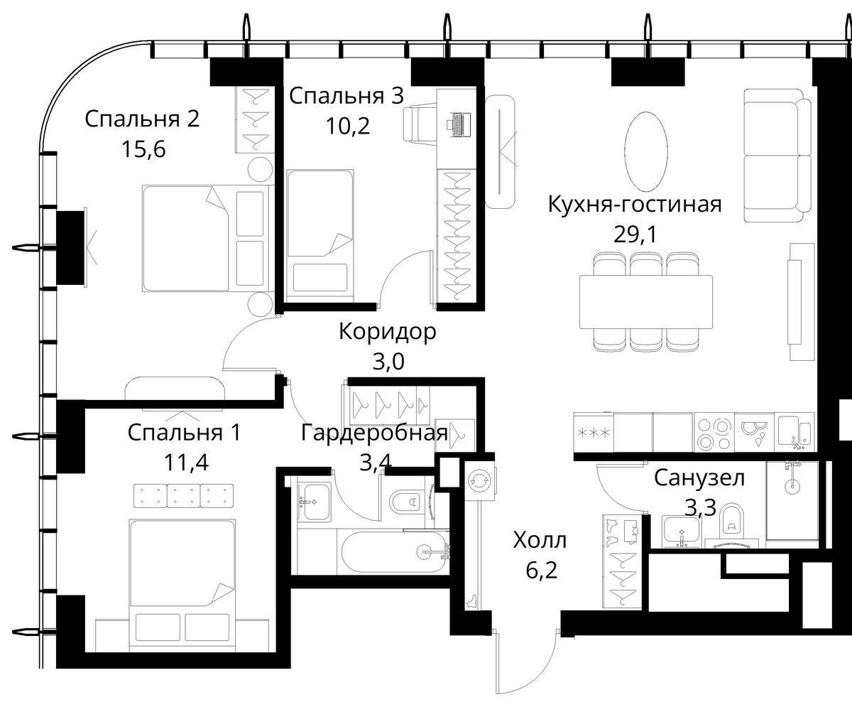 Планировка 85.7 м²