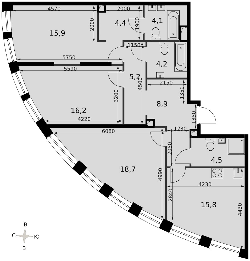 Планировка 97.3 м²