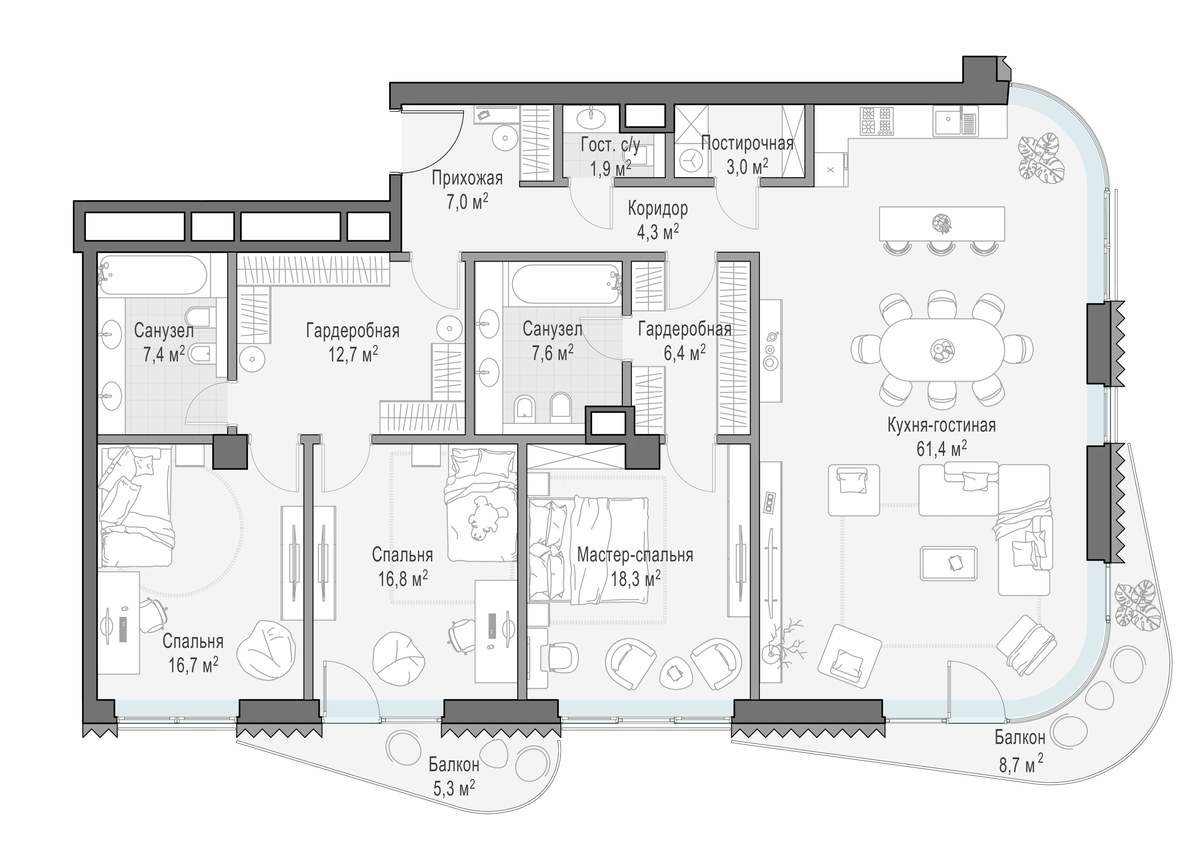 Планировка 167.3 м²