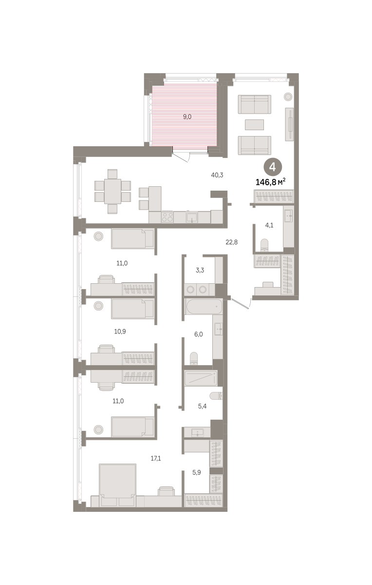 Планировка 146.8 м²