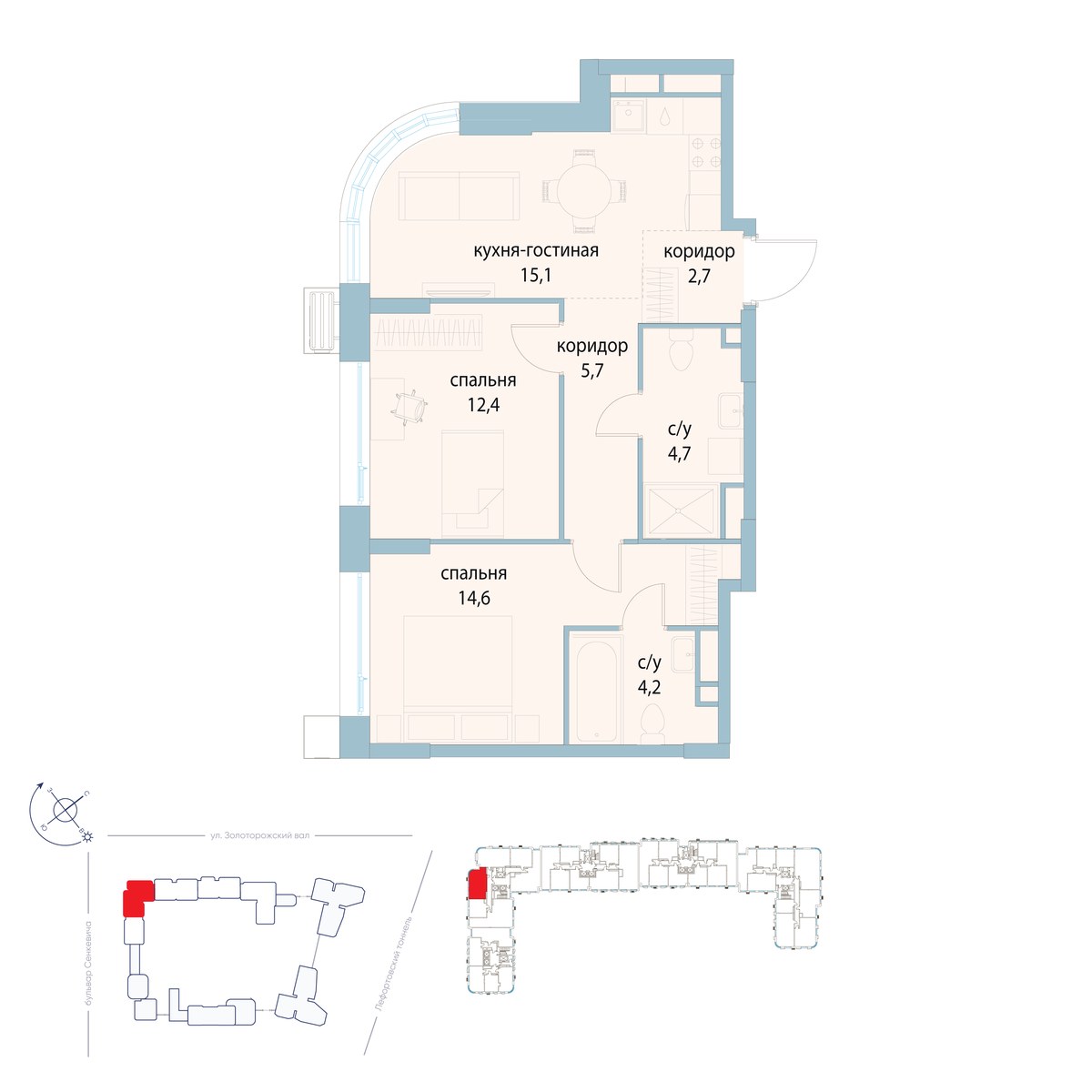 Планировка 59.4 м²