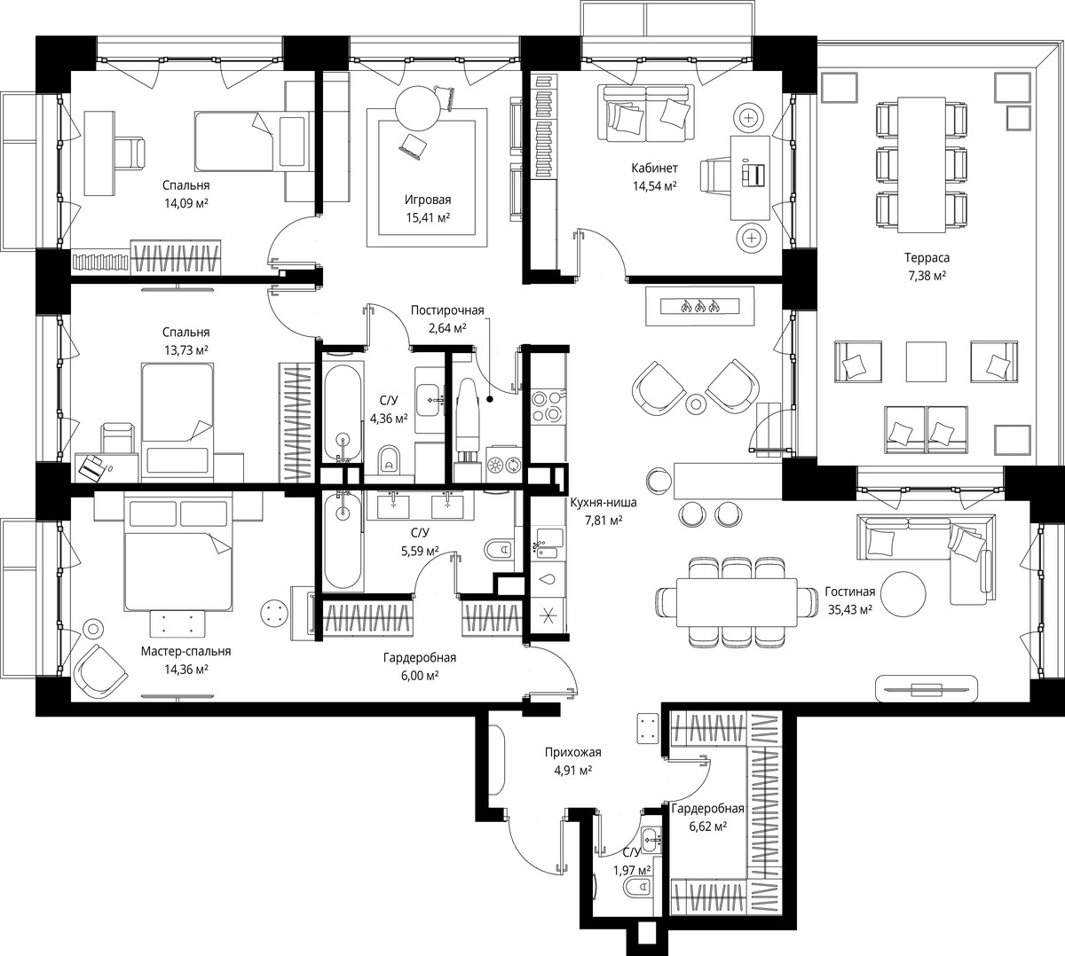 Планировка 154.84 м²