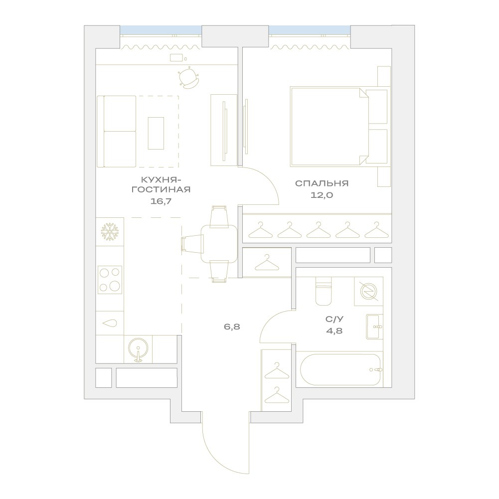 Планировка 41.2 м²