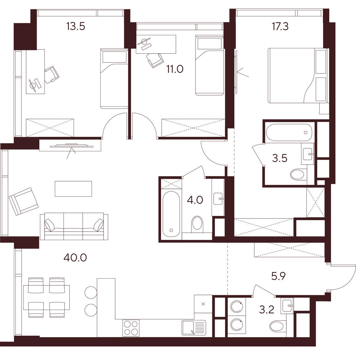 Планировка 98.4 м²