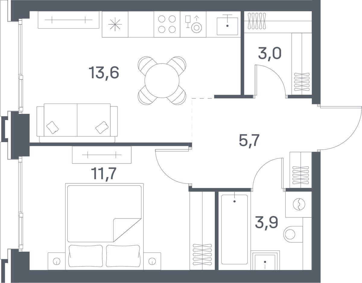 Планировка 37.9 м²