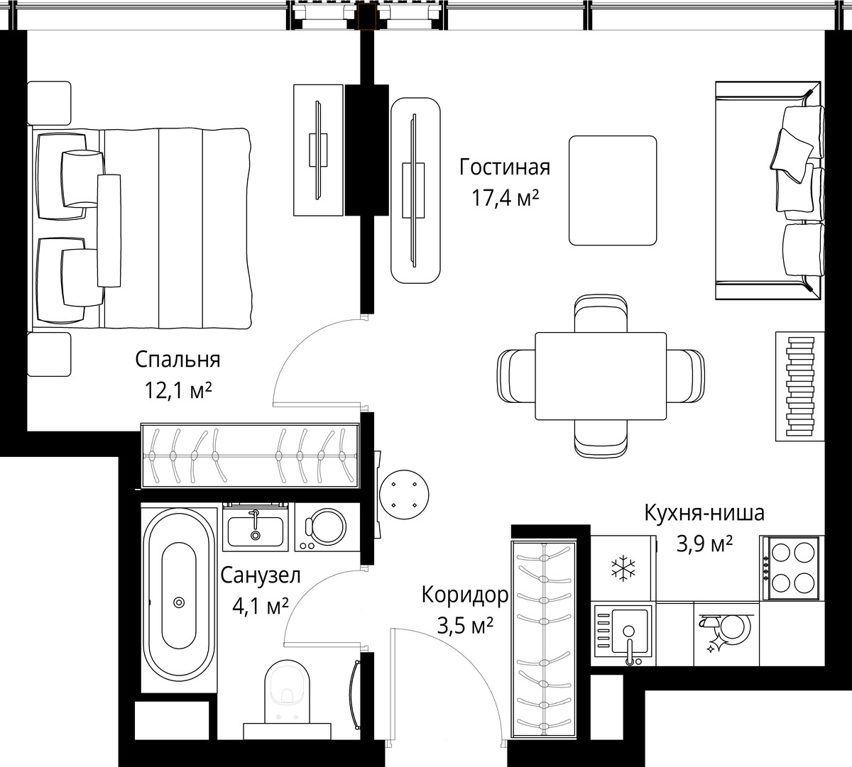 Планировка 41.0 м²