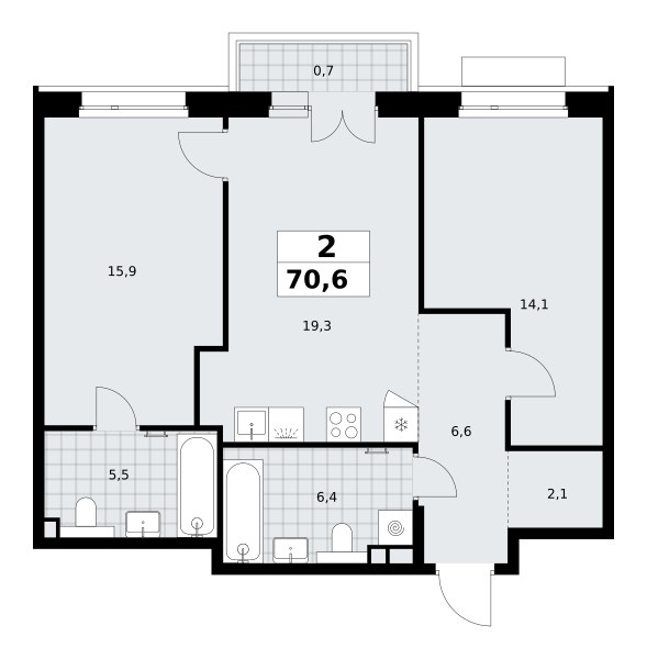 Планировка 70.6 м²