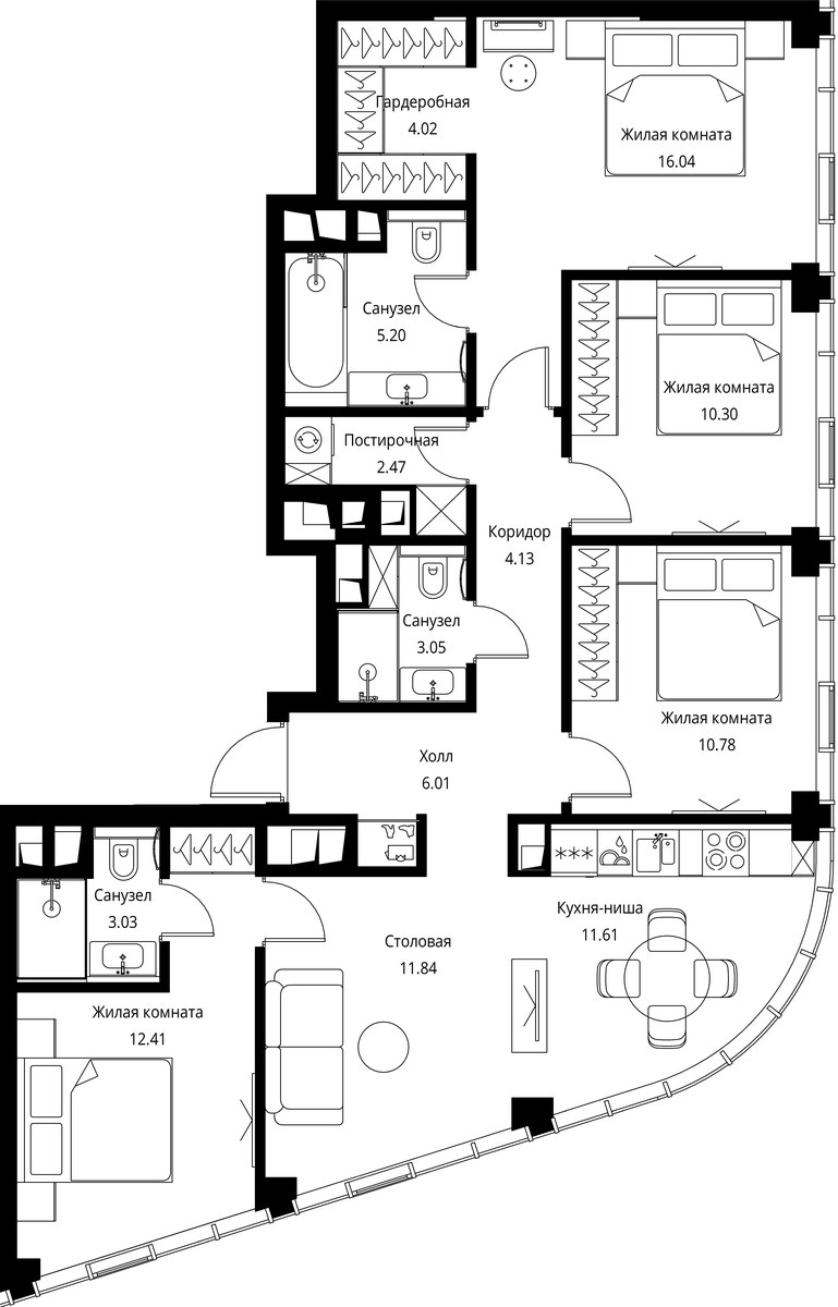 Планировка 100.89 м²
