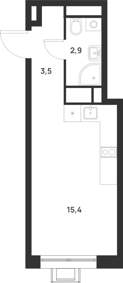 Планировка: Студия, 21.8 м²