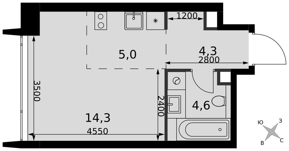Планировка 28.2 м²