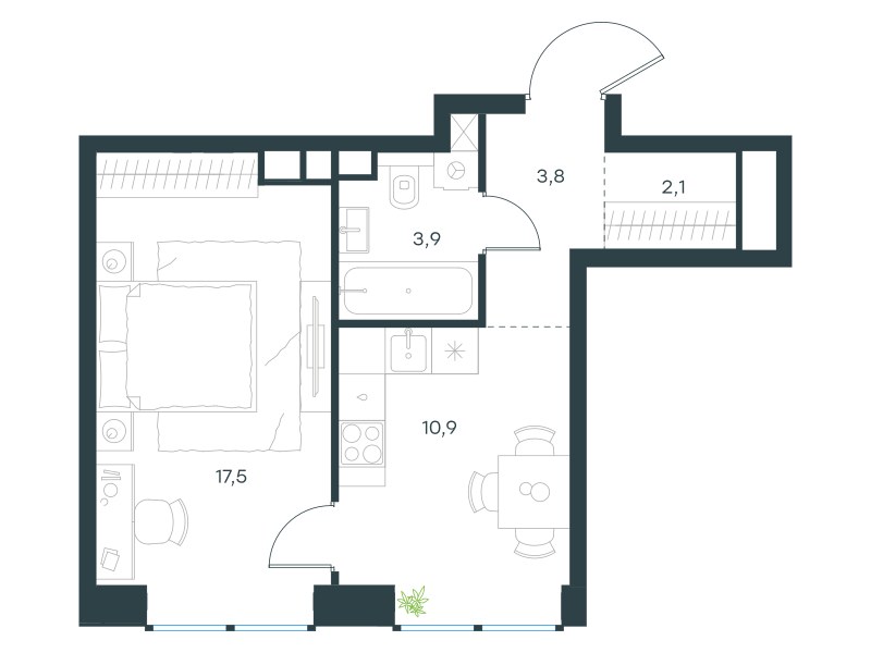 Планировка 38.2 м²