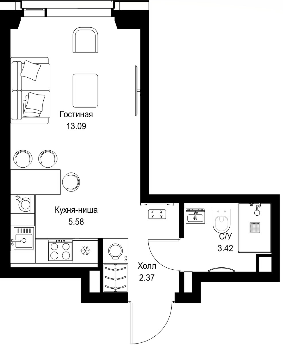 Планировка 24.46 м²