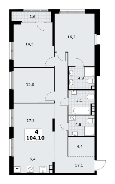 Планировка 104.8 м²