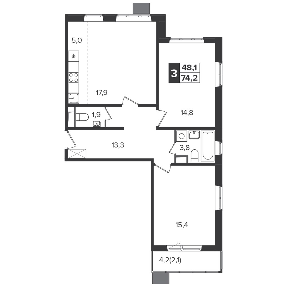 Планировка 73.8 м²