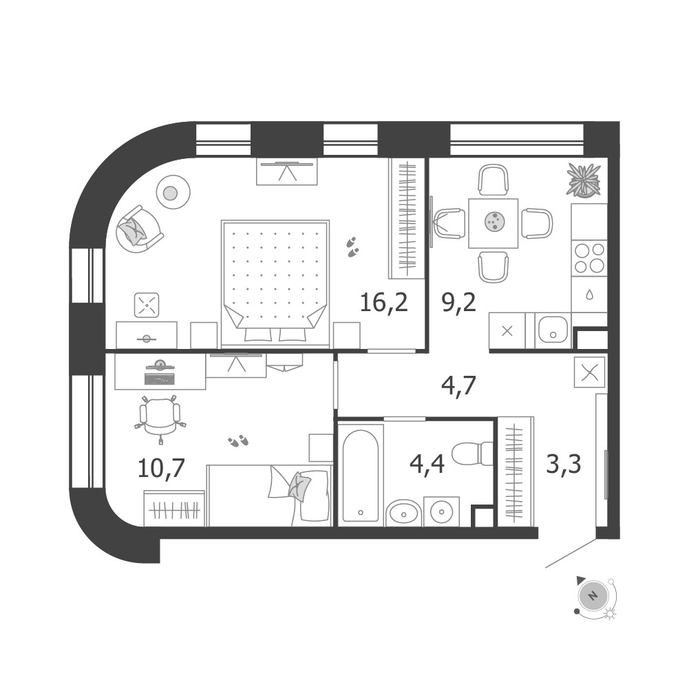Планировка 48.5 м²