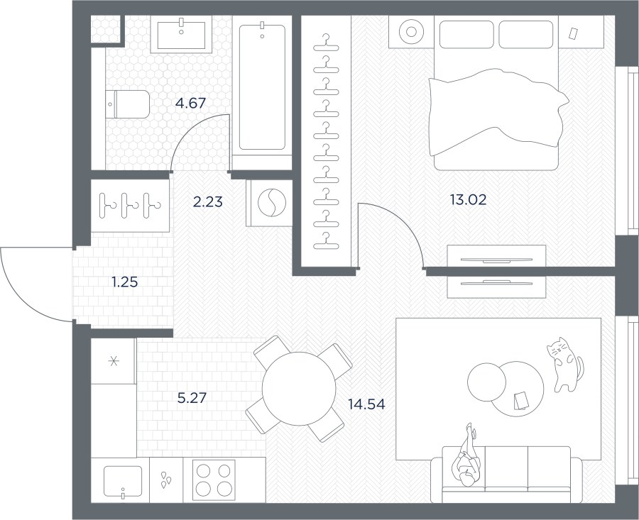 Планировка 40.98 м²