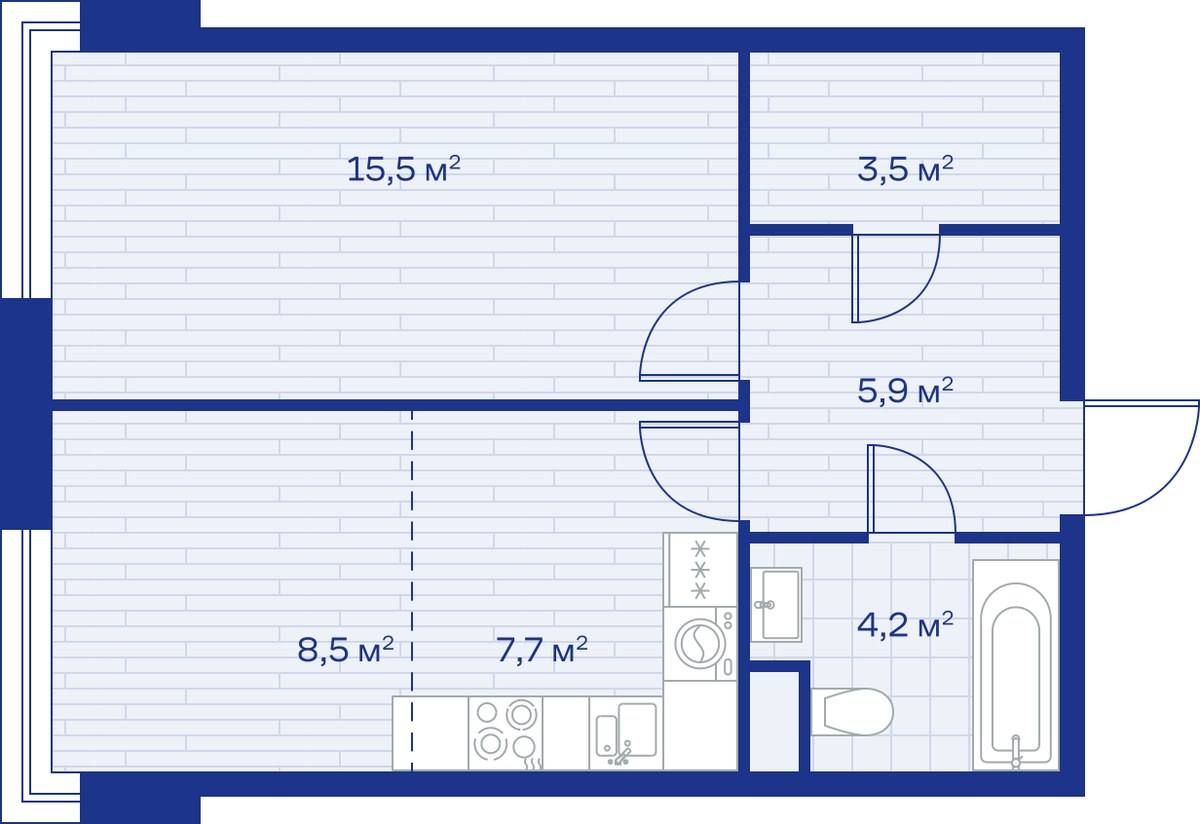 Планировка 45.0 м²