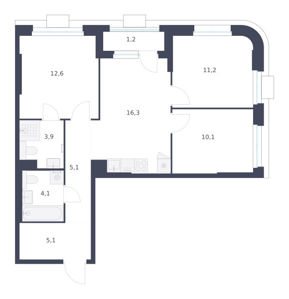 Планировка 69.6 м²