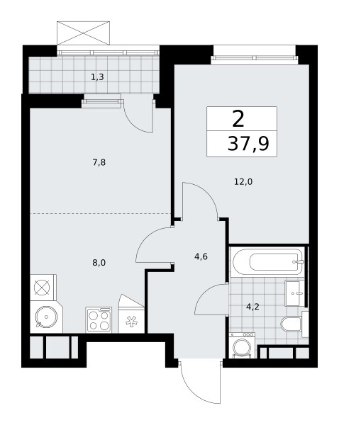 Планировка 37.9 м²