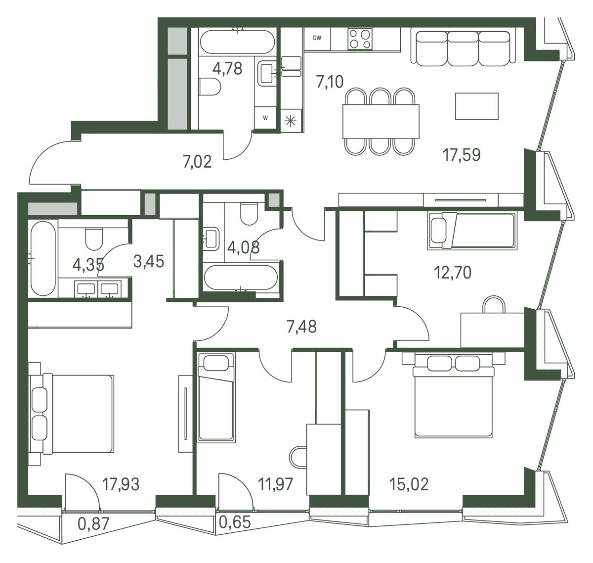 Планировка 113.4 м²