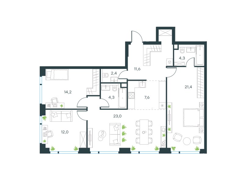 Планировка 103.6 м²