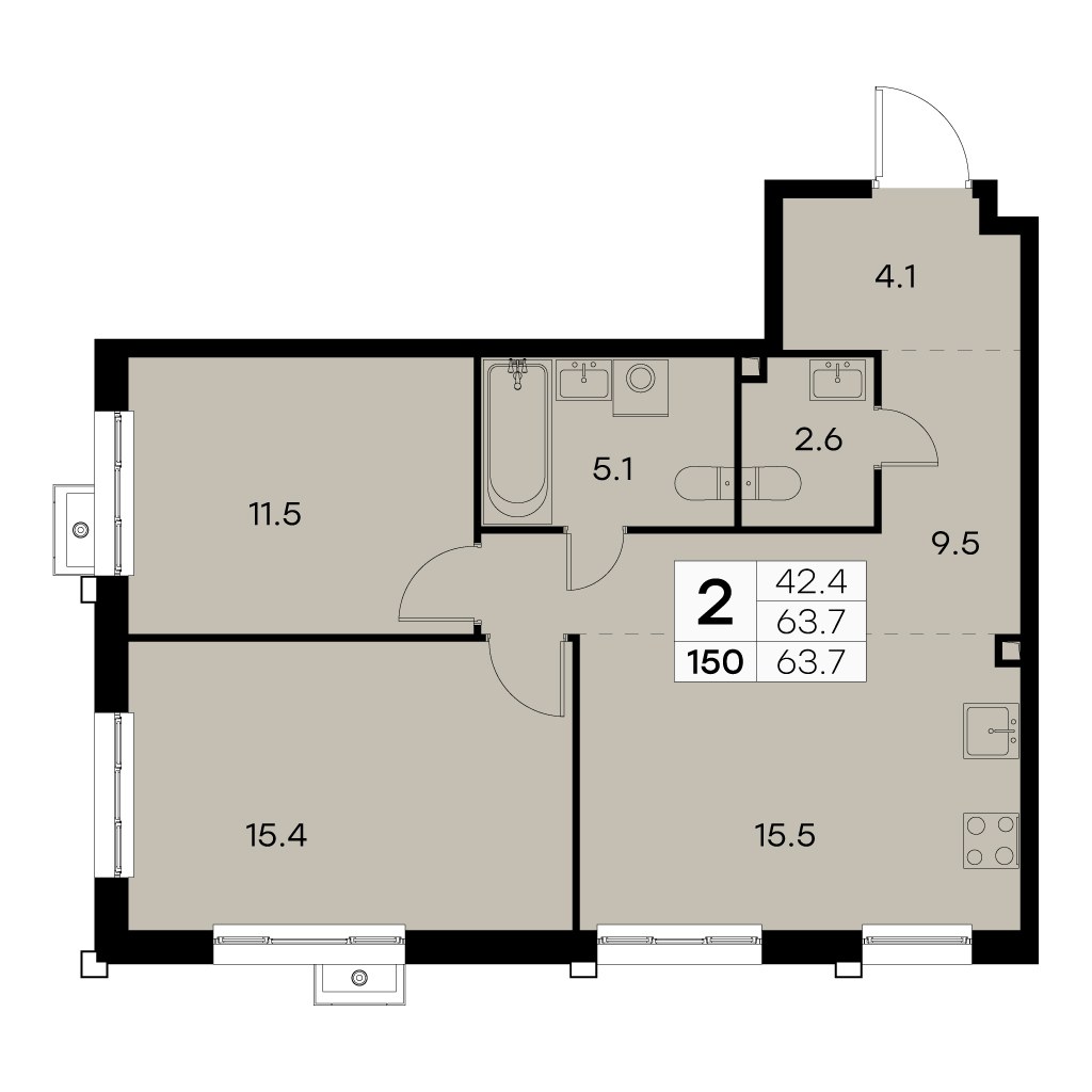 Планировка 63.5 м²