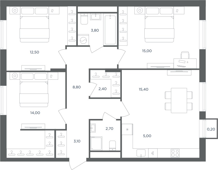 Планировка 82.7 м²