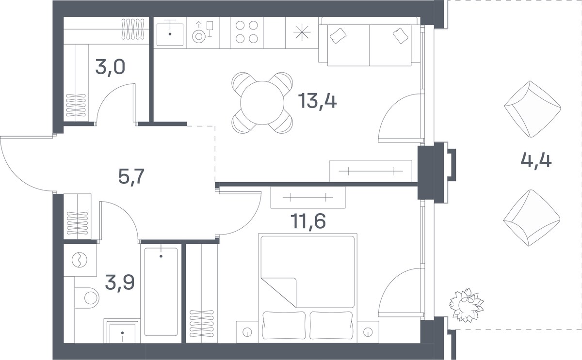 Планировка 42.0 м²