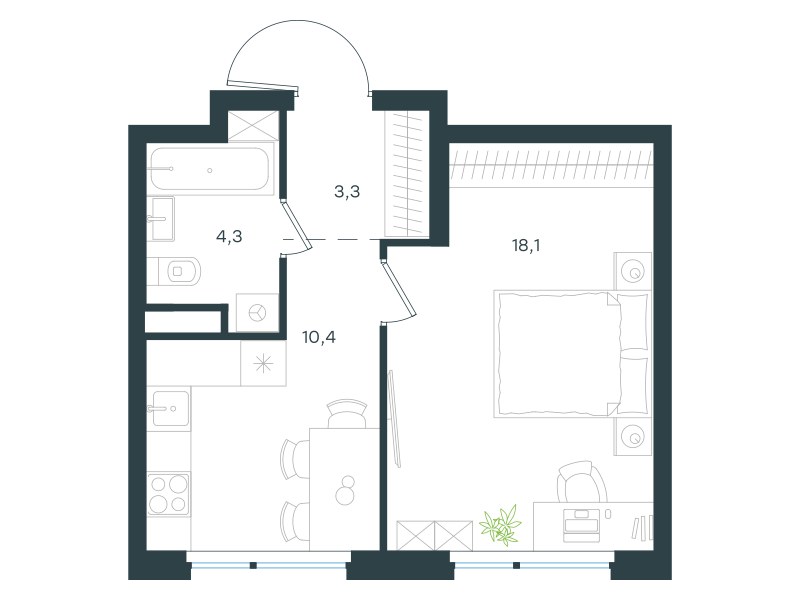 Планировка 36.1 м²