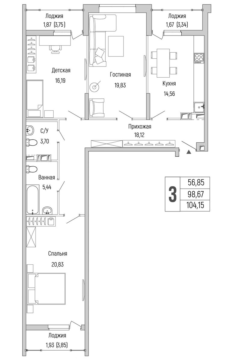 Планировка 104.15 м²