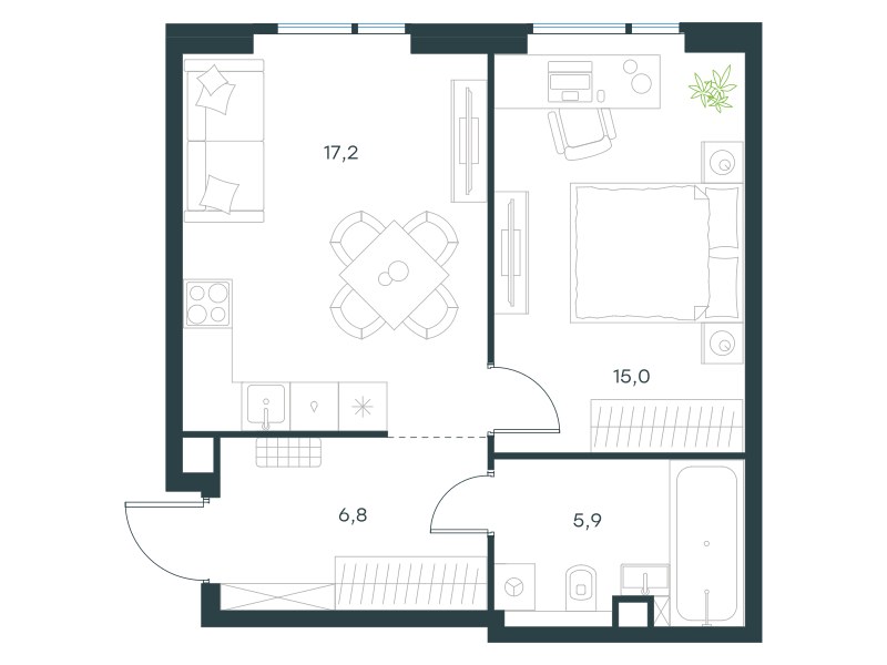 Планировка 44.9 м²