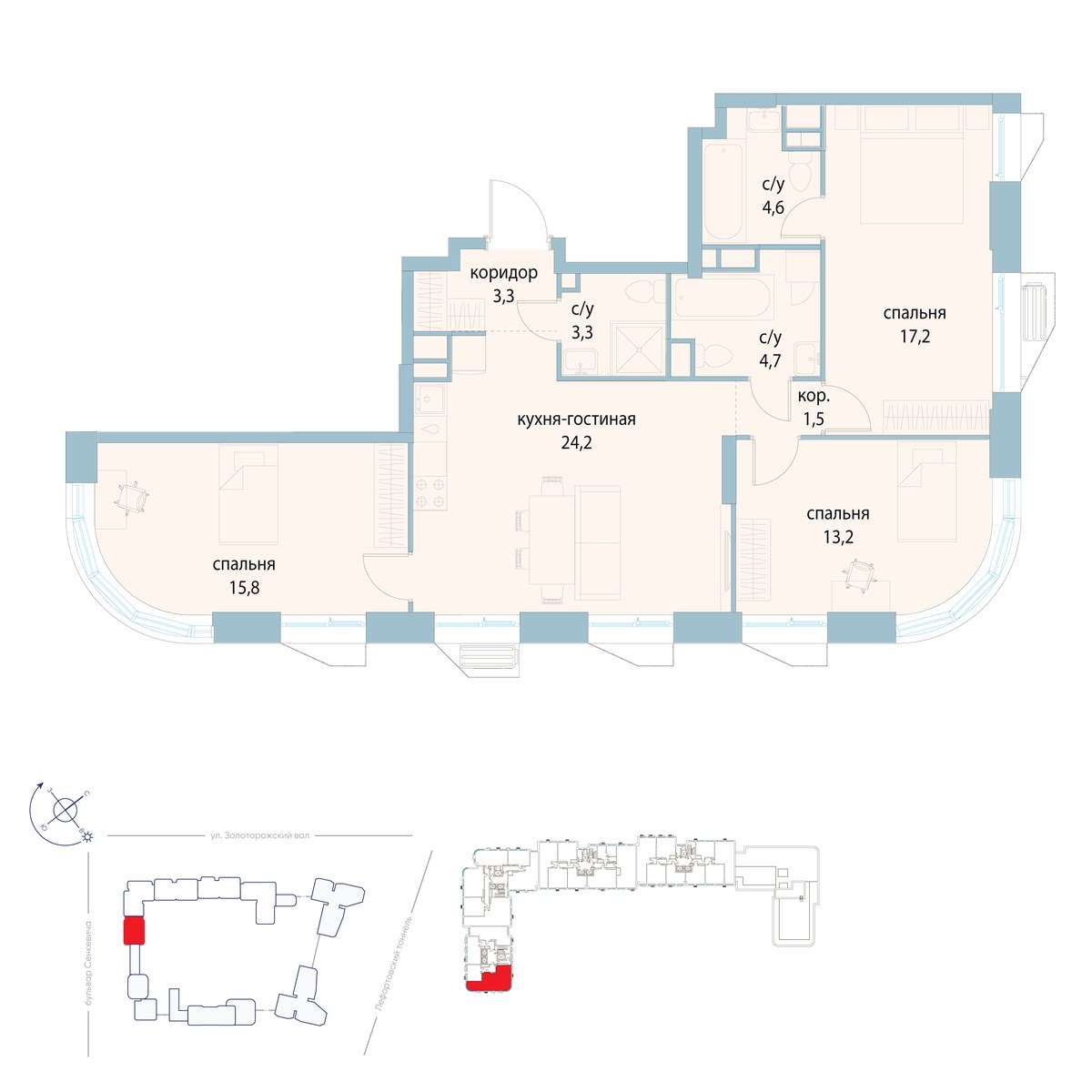 Планировка 87.8 м²