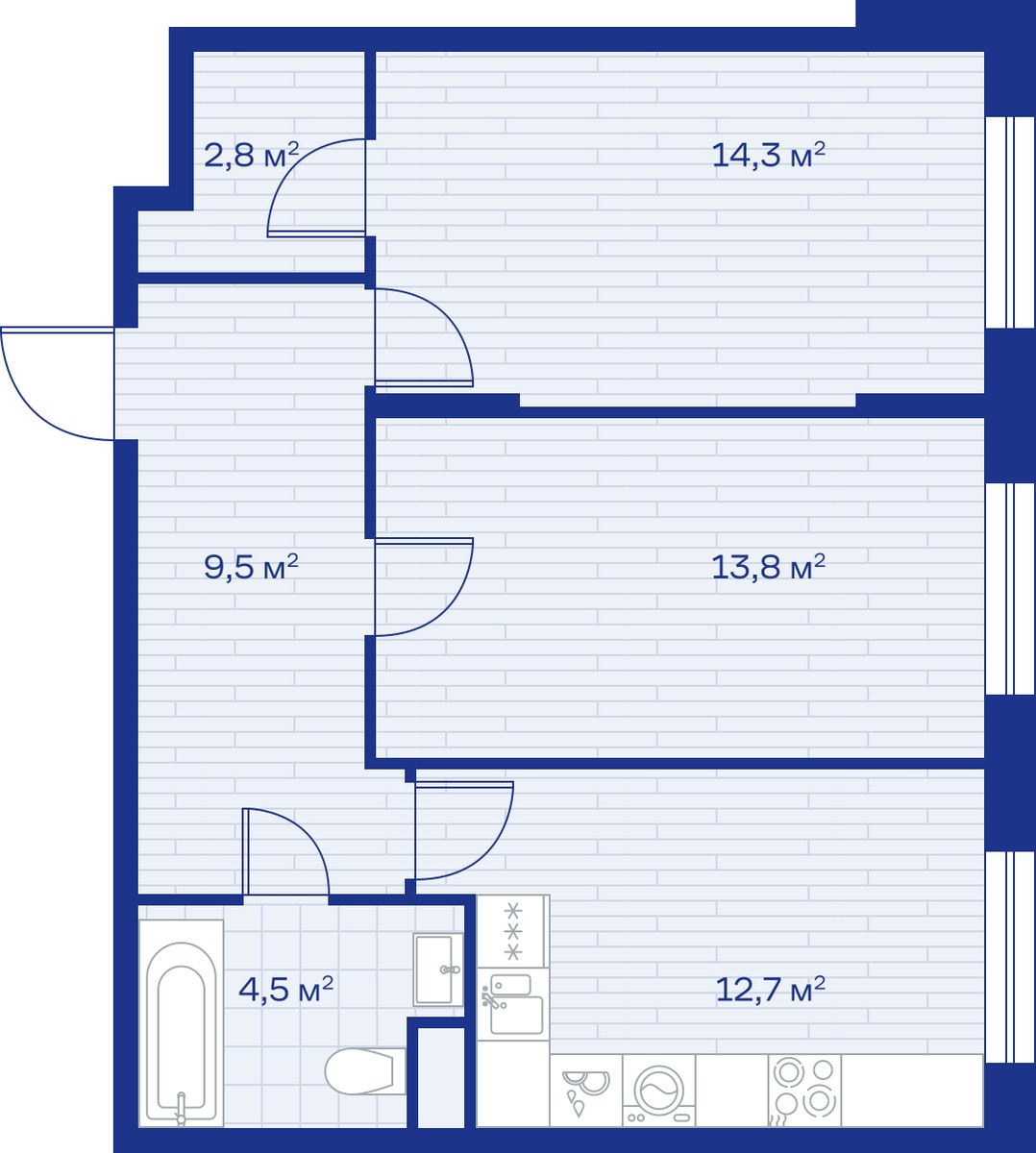 Планировка 58.0 м²