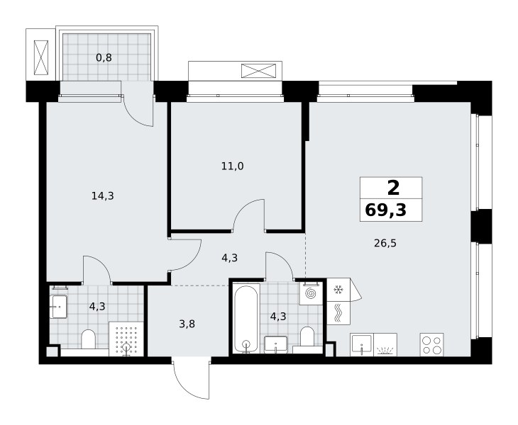 Планировка 69.3 м²