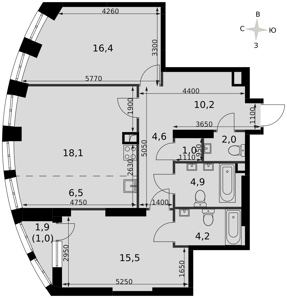 Планировка 83.8 м²