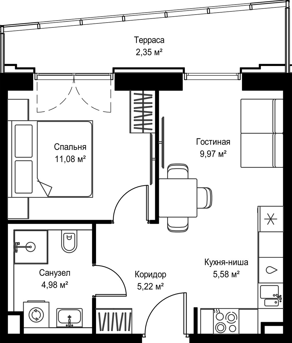 Планировка 39.18 м²