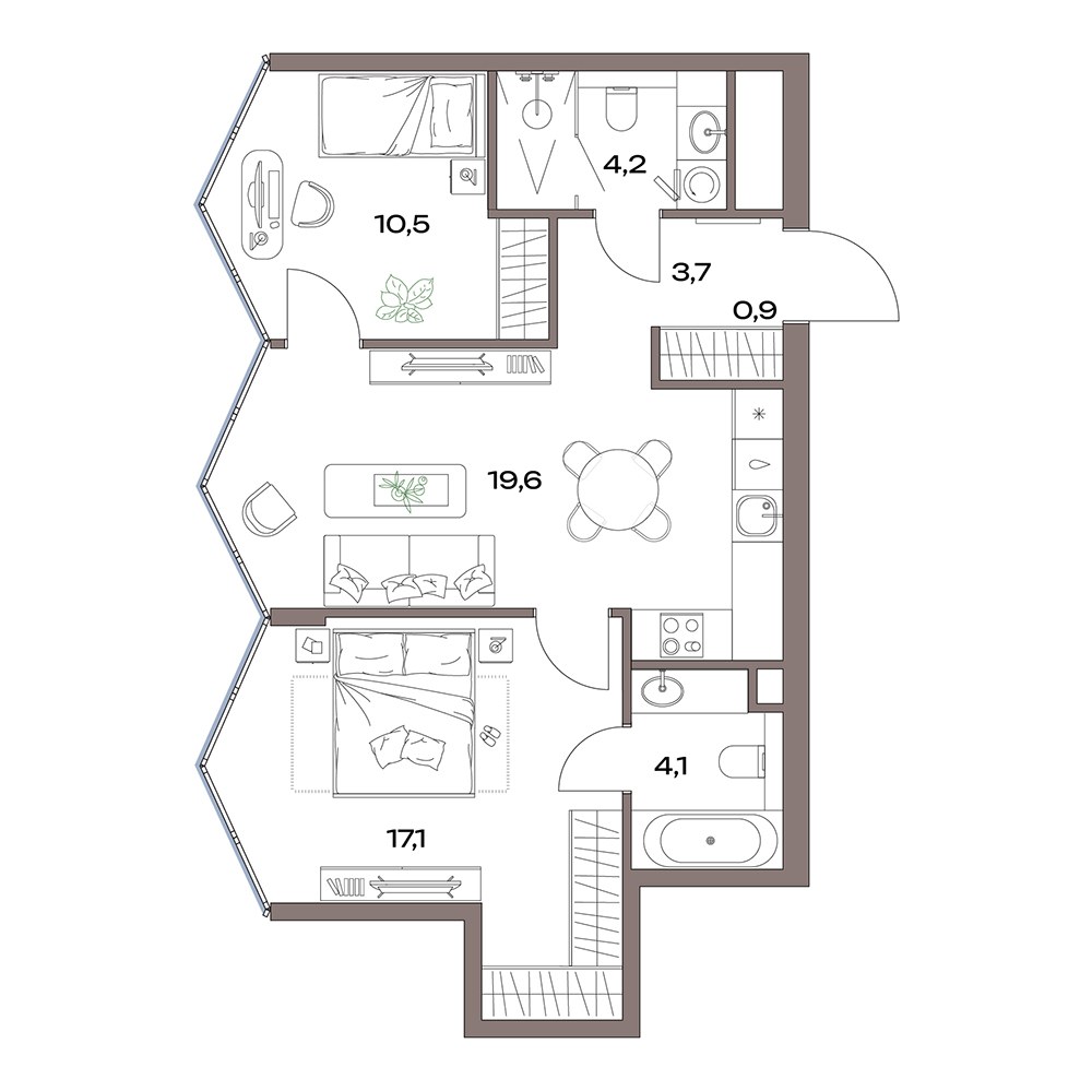 Планировка 60.2 м²